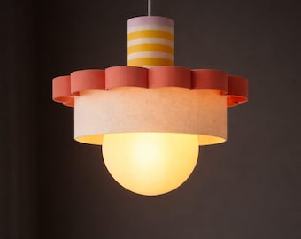 Color Block Pendant Lamp, Modern Wavy Ceiling Light, Pastel Kitchen Lighting | 25cm (10")