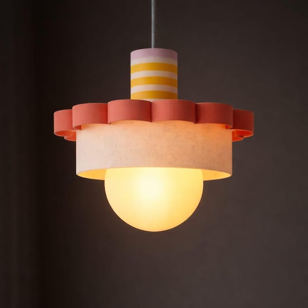 Färgblockshängelampa, Modern vågig taklampa, Pastell köksbelysning | 25 cm (10 tum)
