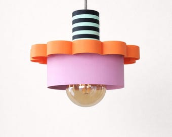 Colorful Pendant Light | Hanging Lamp for Kitchen Island | Ceiling Lighting | Lilac and Orange