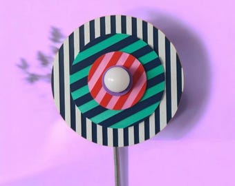 Plug In Wall Lamp, Memphis Style Wall Sconce, Maximalist Striped Decor, Home Lighting