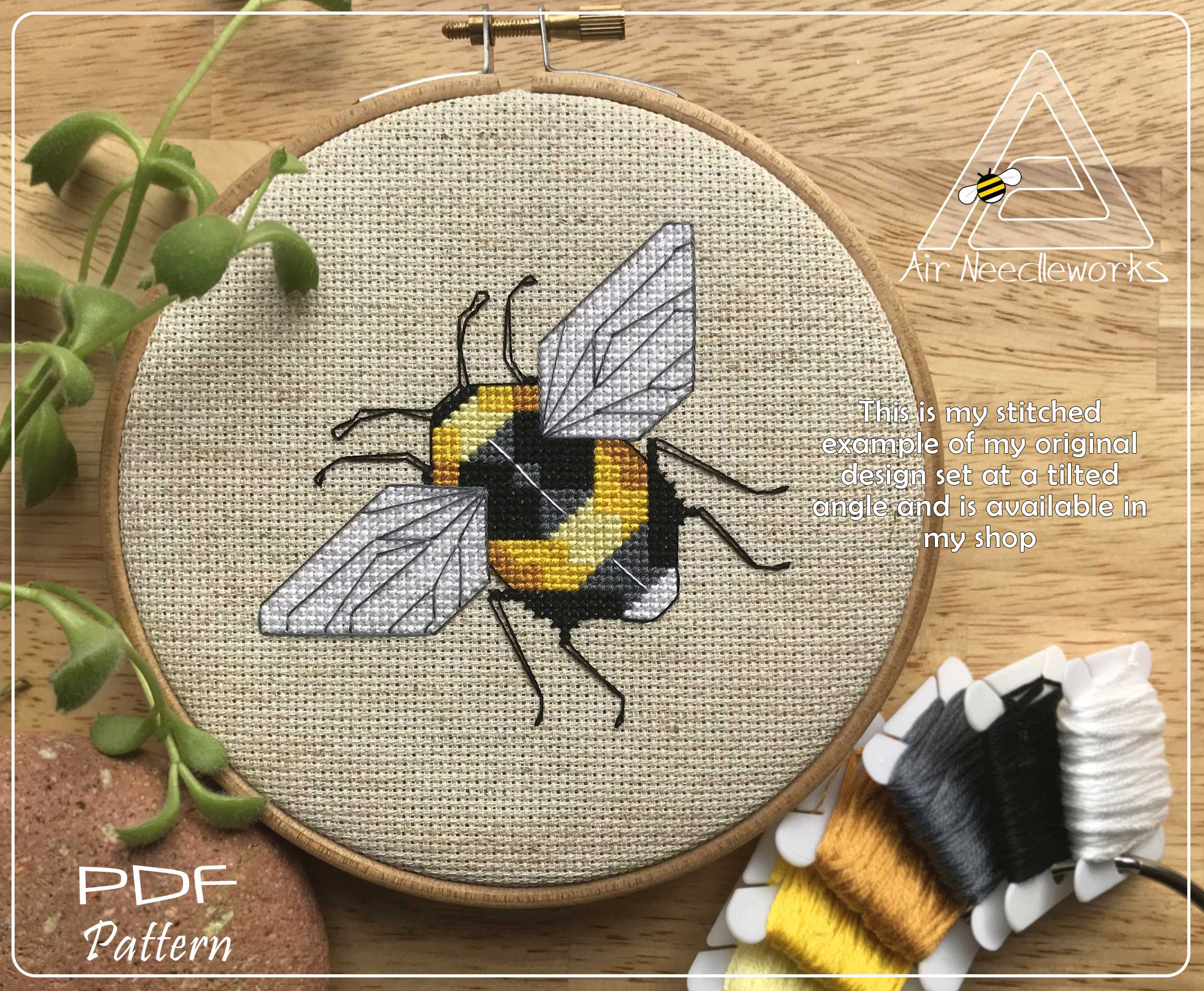 Bumble Bee Vertical Cross Stitch Pattern Pdf Digital Etsy