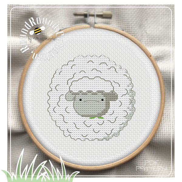 SHEEP cross stitch pattern, PDF Digital download, Cute, Animal, Farm, Wool, White