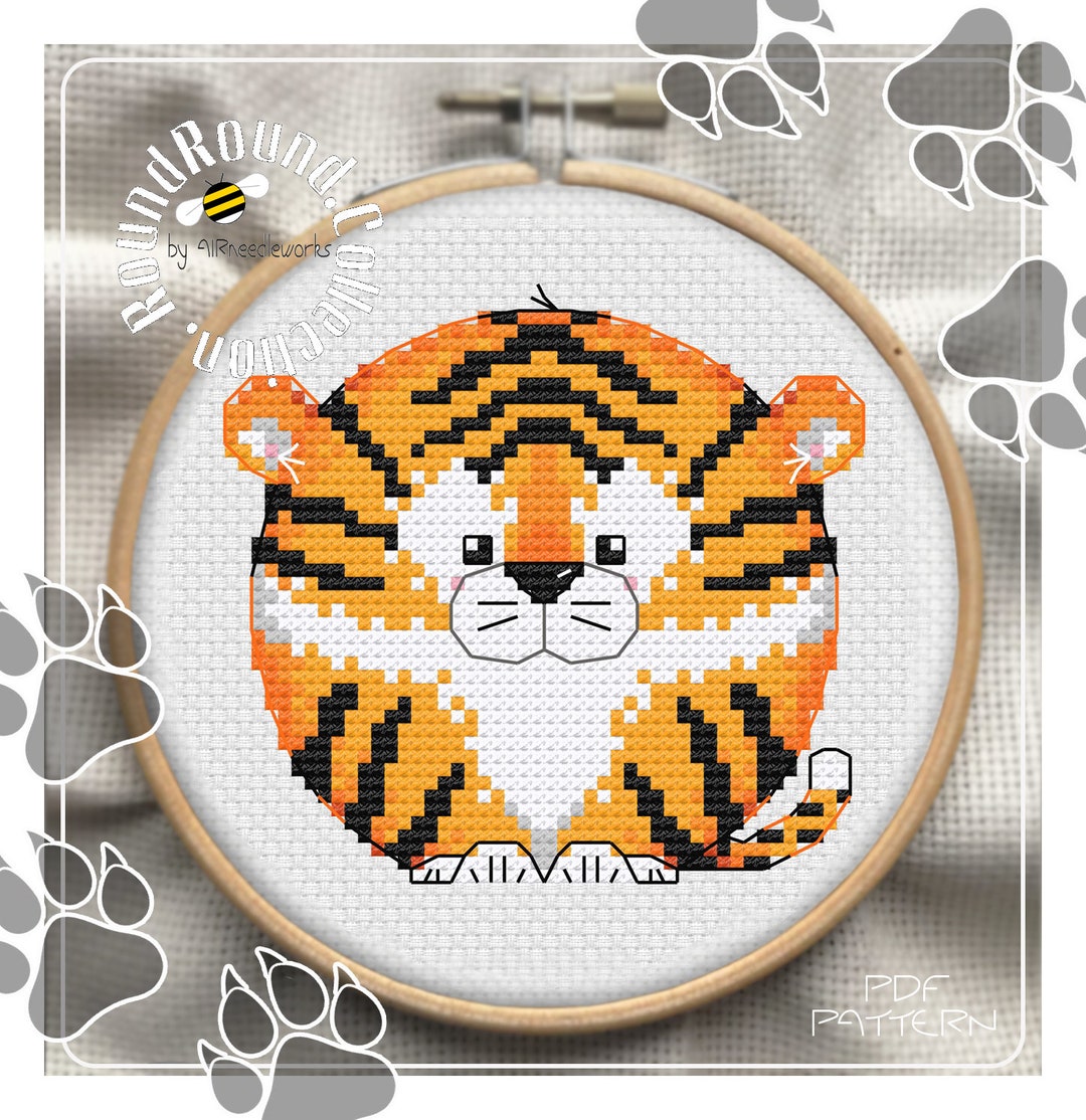 Kit Point De Croix Design Works - Tigre Orange - Format 12 X 18 Pouces - Neuf