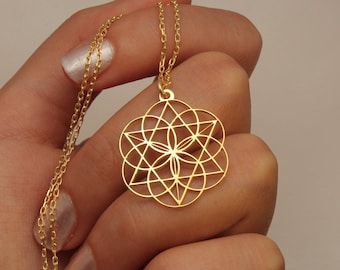 Gold Plated On Silver- Silver  necklace - Mini Merkaba Pendant - Sacred Necklace - Star Tetrahedron - Yoga Jewellery - Chakra Pendans