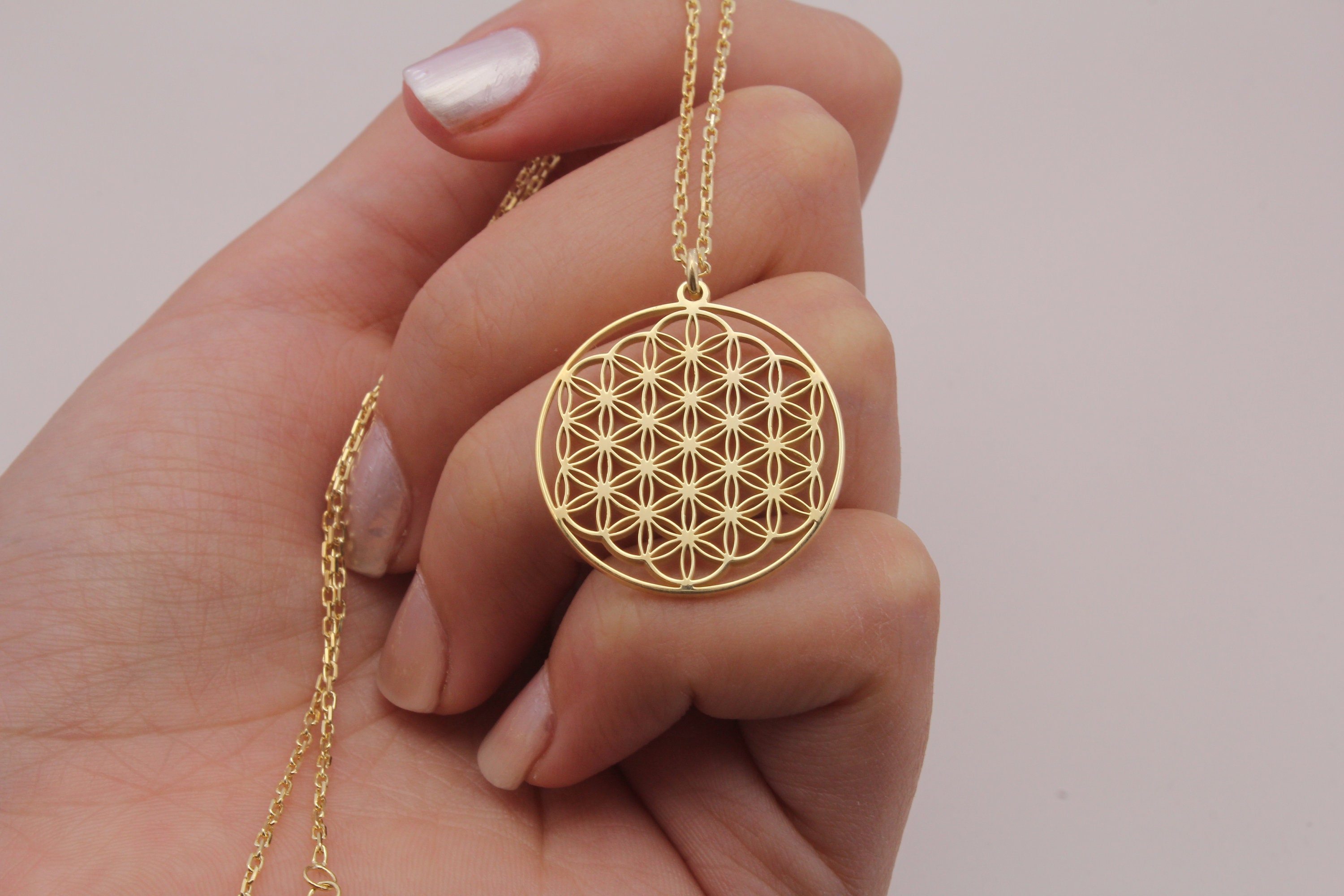 Flower of life necklace cheap gold