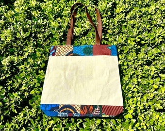 Bolso de mano de lona africana hecho a mano - Bolsa de viaje de tela africana - Bolso de mano africano - Tela africana hecha a mano única - Bolsa cultural