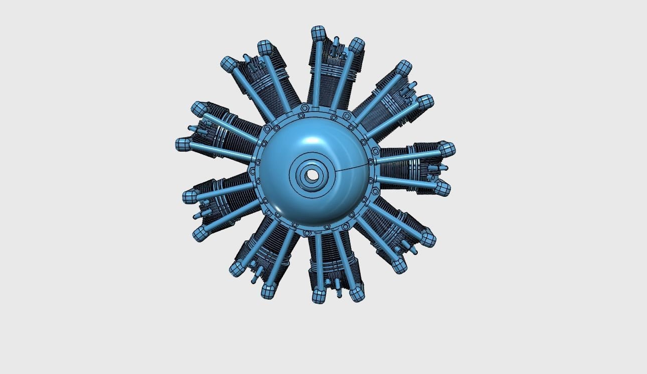 Nine cylinder radial engine 3D print model Etsy
