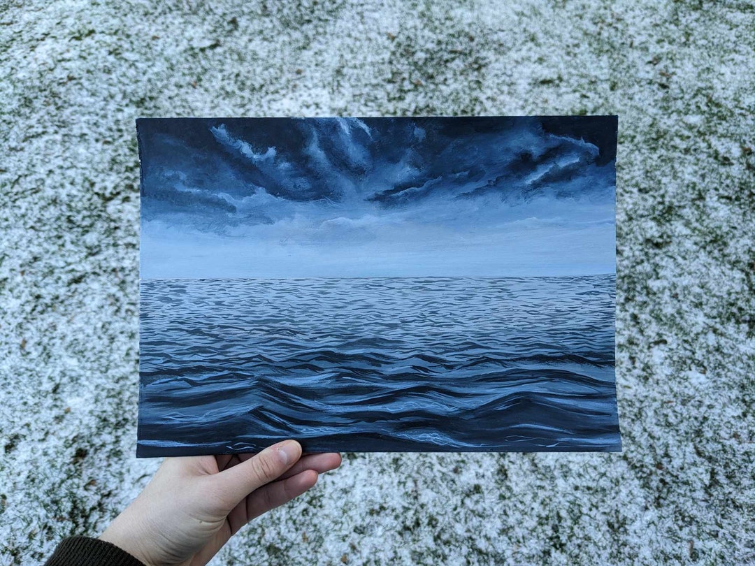 Sea Acrylic Painting on A4 Paper Original Acrylic Painting Etsy