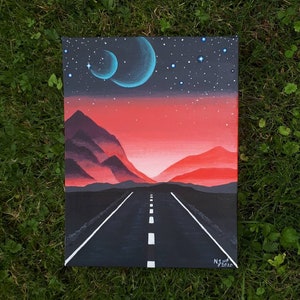 Magic Acrylic Painting, Original Painting on Canvas, Space, Stars, Space Road, Shining Stars