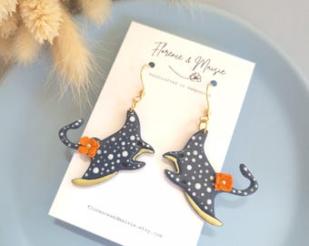 Manta Ray Schmuck, Sommer Ohrringe, Lustige Accessoires, Polymer Clay Schmuck, Geschenk für Ozean-Liebhaber, Mamas Geburtstagsgeschenk