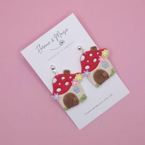 Polymer Clay Mushroom Earrings: Handmade Spring Fairycore Jewelry