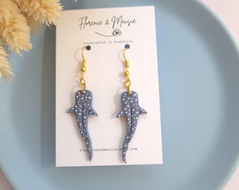 Walhai schmuck, Ohrringe für den Sommer Urlaub, Geschenk für Liebhaber des Meeres, leichte Schmuck, Polymer Clay Schmuck