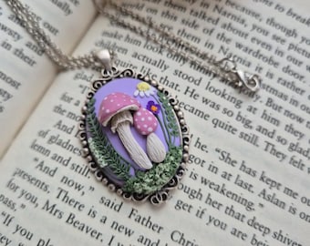 Mushroom pendant necklace handmade, Mother’s Day Gift, Colourful Necklace, Polymer Clay Necklace, Handmade Jewellery