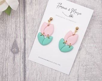 Pink Tulip Polymer Clay dangle earrings, Spring Jewellery, Mother’s Day gifts, Easter gift idea