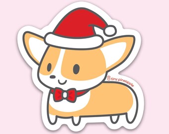 CHRISTMAS Corgi Santa hat vinyl sticker— Tiny Pineapple Studio Holiday LIMITED EDITION (winter Xmas puppy dog animal nerdy love kawaii cute)