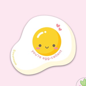 Egg-cellent MAGNET — &quot;you&#39;re egg-cellent&quot; Tiny Pineapple Studio (baking bakery carbs toast cooking chef food foodie yolk chicken love pun)