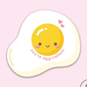 Egg-cellent VINYL STICKER — "you're egg-cellent" Tiny Pineapple Studio baking bakery carbs toast cooking chef food foodie chicken yolk pun