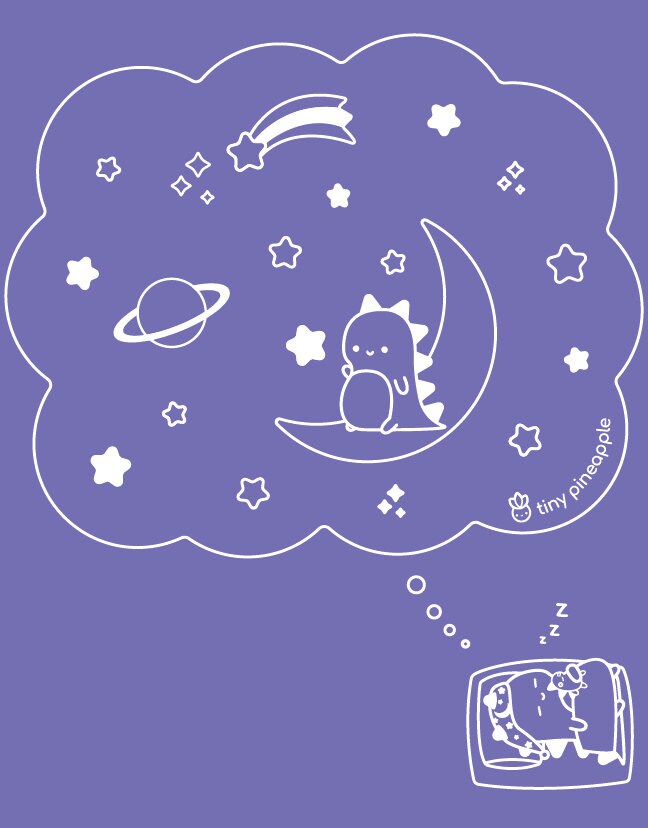Dino Dreams of Space BAGGU TOTE BAG Duck Dual handle Purple