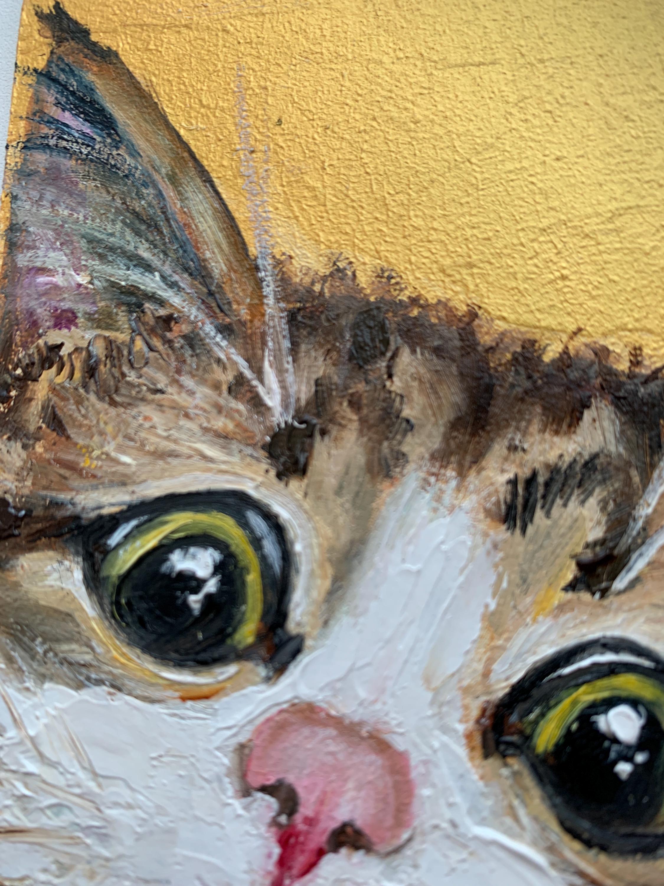 Original Cat Oil Painting – Mini Kitty Portrait 4x4 Inch on Masonite ...