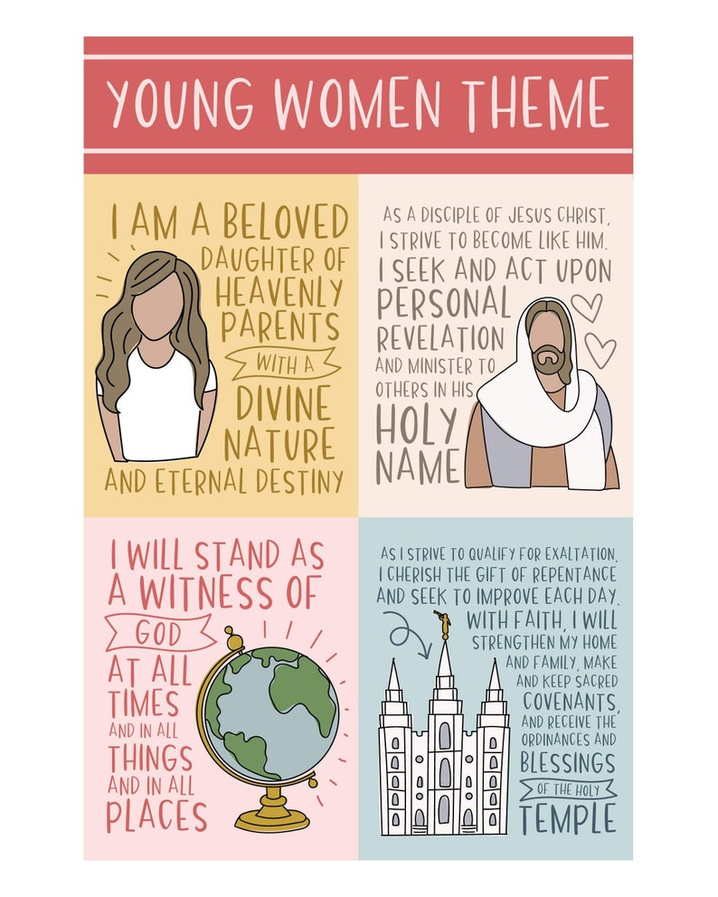 Young Women Theme Printable Posters Etsy