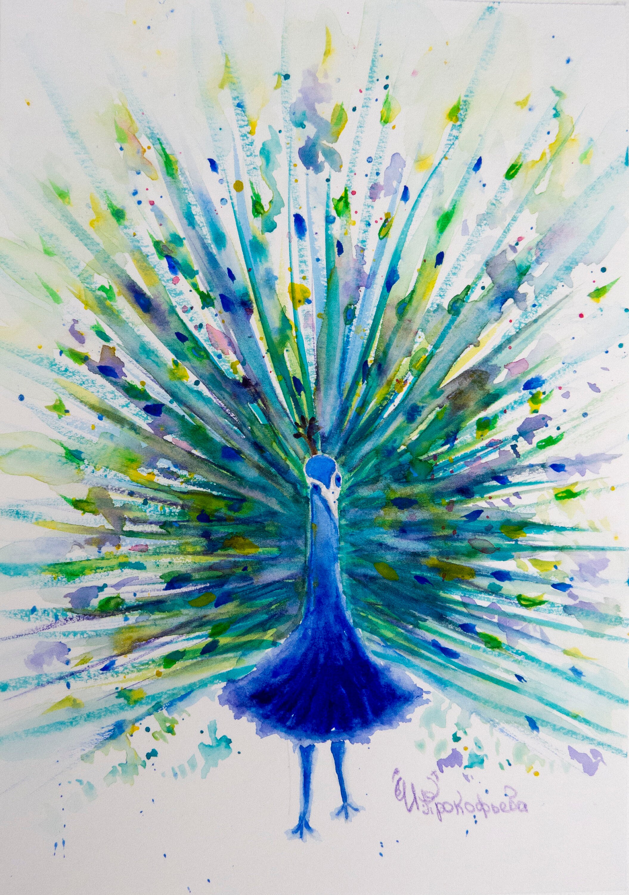 Peacock Painting Watercolor Painting Original Abstract Etsy