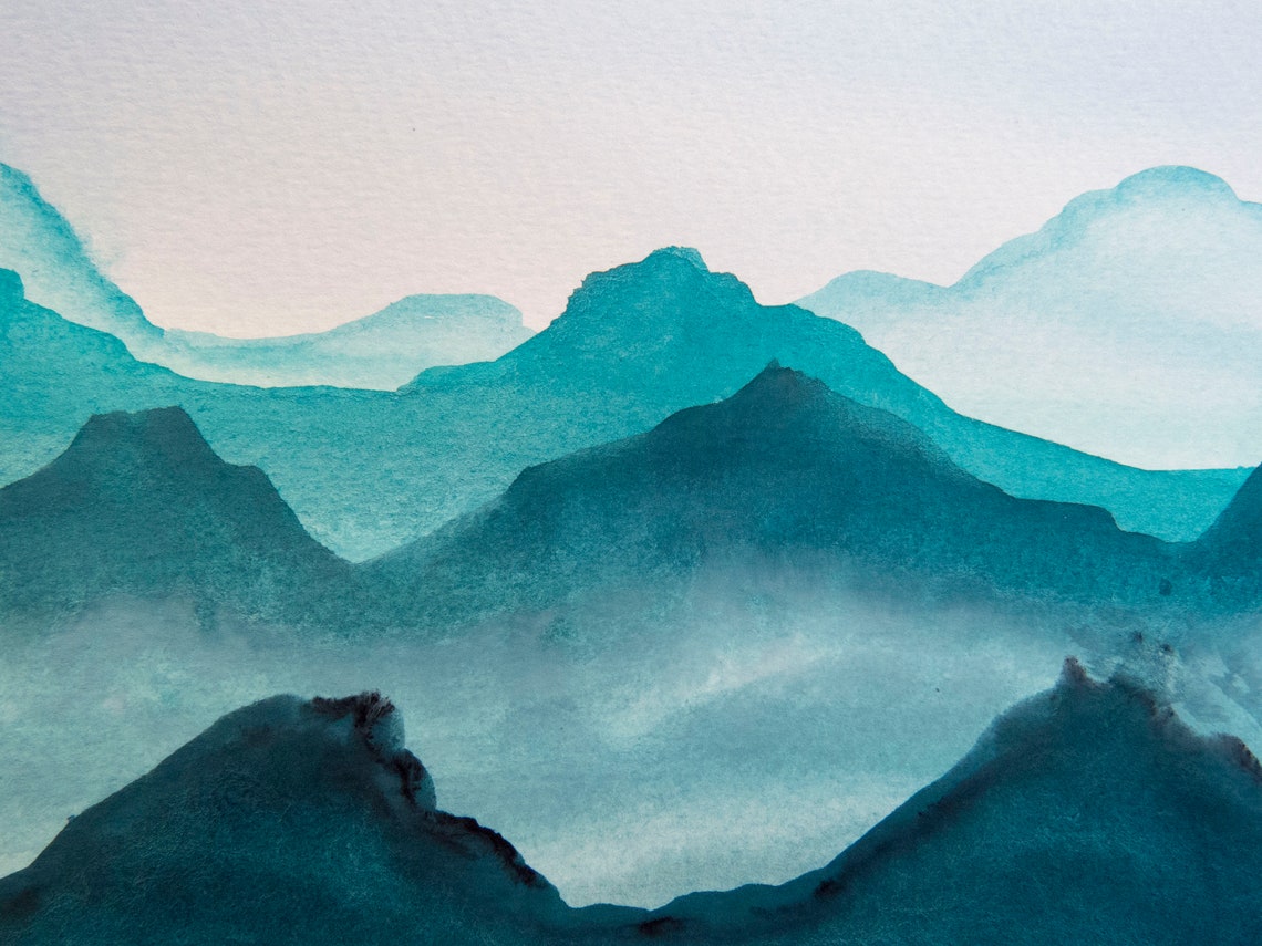 Blue Ridge Mountains Landscape Original Watercolor Painting 12 Etsy