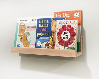 Wide Ledge Shelf, Bookshelf, Montessori Style Nursery Bookshelf, Bookshelf Nursery Decor, Floating Shelves, Wooden Picture Ledge