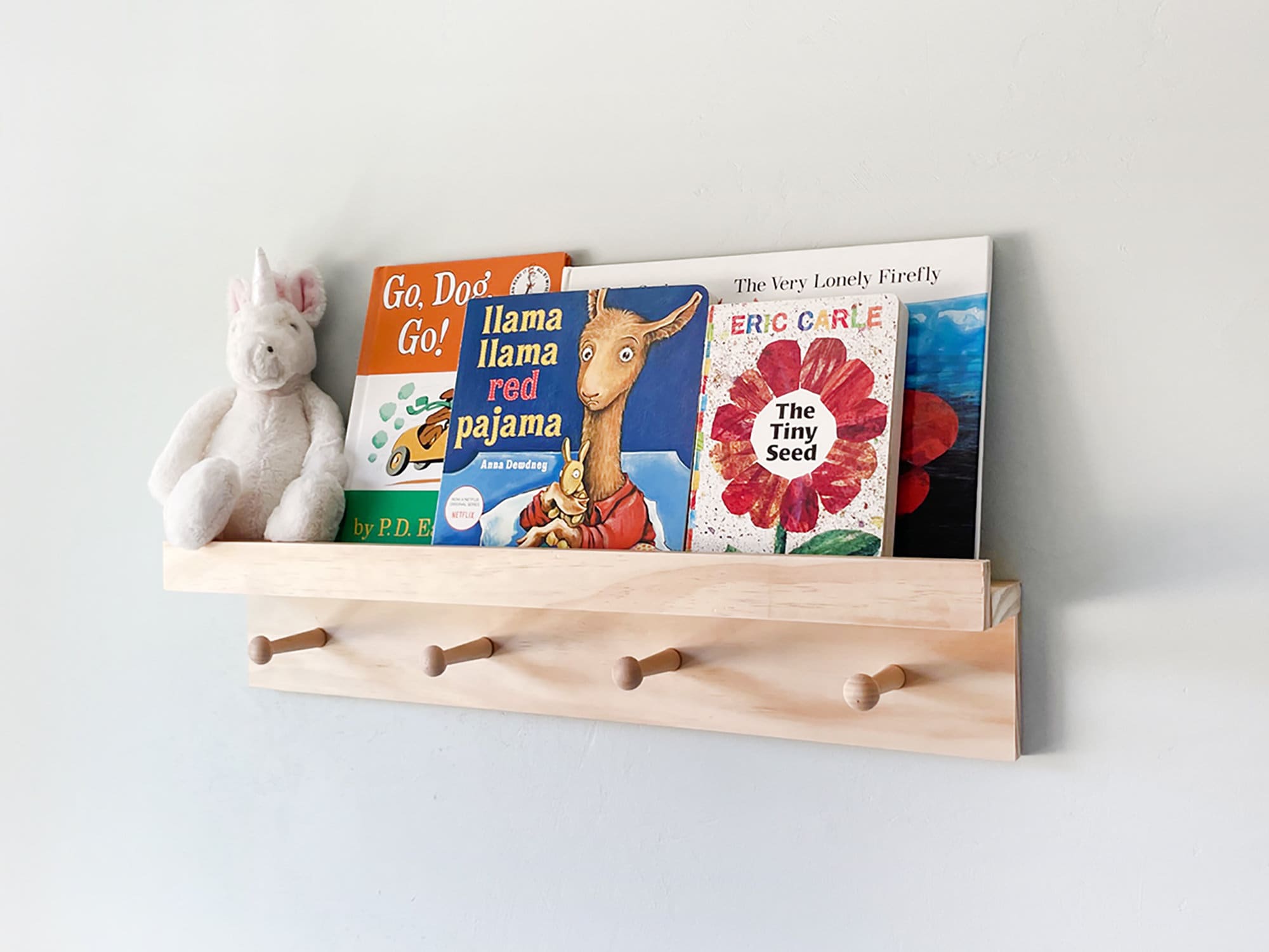 Shelf Shaker Peg Hanger, Montessori Style Shelf Clothes Hanger, Nursery Coat Rack, Baby Room
