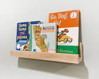 Narrow Ledge Shelf, Bookshelf, Montessori Style Nursery Bookshelf, Bookshelf Nursery Decor, Floating Shelves, Wooden Picture Ledge