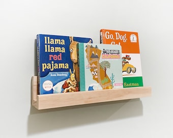 Narrow Ledge Shelf, Bookshelf, Montessori Style Nursery Bookshelf, Bookshelf Nursery Decor, Floating Shelves, Wooden Picture Ledge