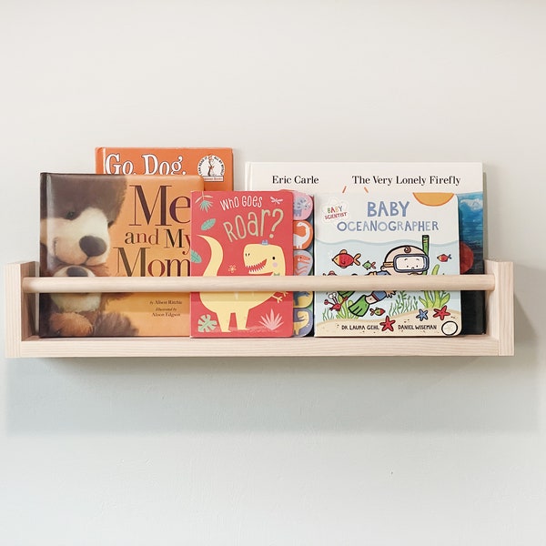 Nursery Book Shelf, Bookshelf, Children Montessori Style Nursery Bookshelf, Bookshelf Nursery Decor, Floating Shelves, Wooden Picture Ledge