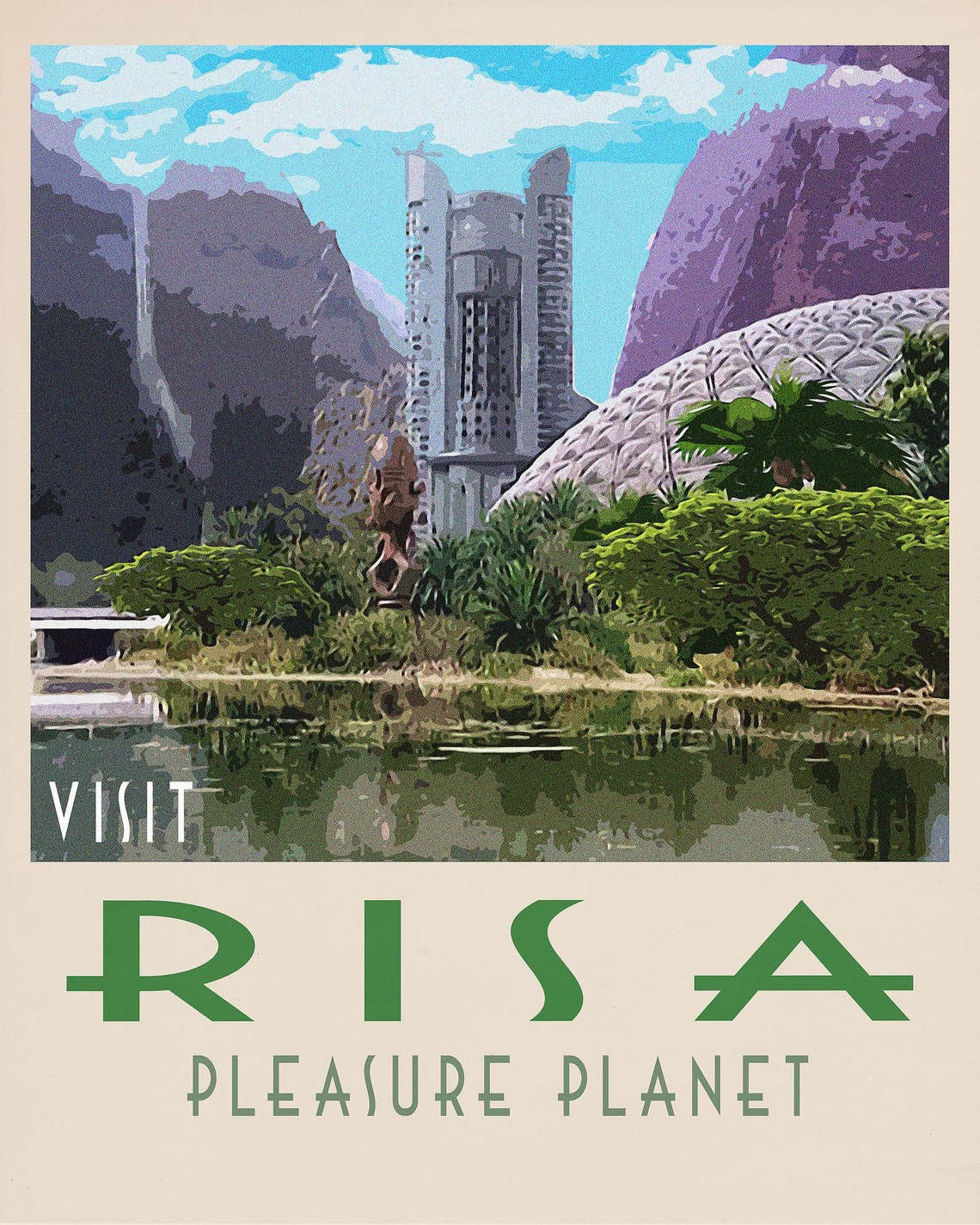 Star Trek Risa Retro Travel Art Poster Klingon Quonos Etsy