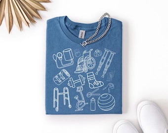 Physical Therapy Doodle Shirt • Rehab Assistant Tee • PT Equipment Graphic Tee • Gift for Physical  Therapist