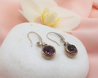 Handmade earrings,Purple crystals-silver toned earrings, Dangle earrings, Elegant jewellery, Gift for her ,Earrings for woman