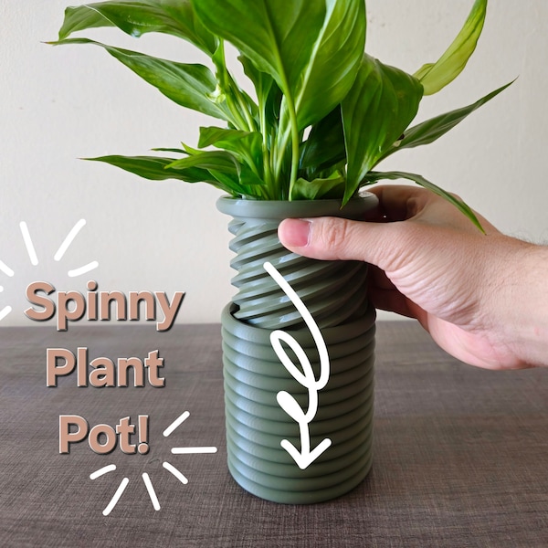 Spinny Plant Pot, Plant Pot with Drainage, Desk Planter, Desk Organizer, Spinning Planter Pot, Tabletop Planter with Hidden Drip Tray