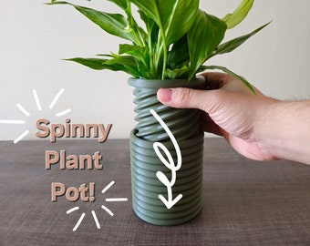 Spinny Plant Pot, Plant Pot with Drainage, Desk Planter, Desk Organizer, Spinning Planter Pot, Tabletop Planter with Hidden Drip Tray