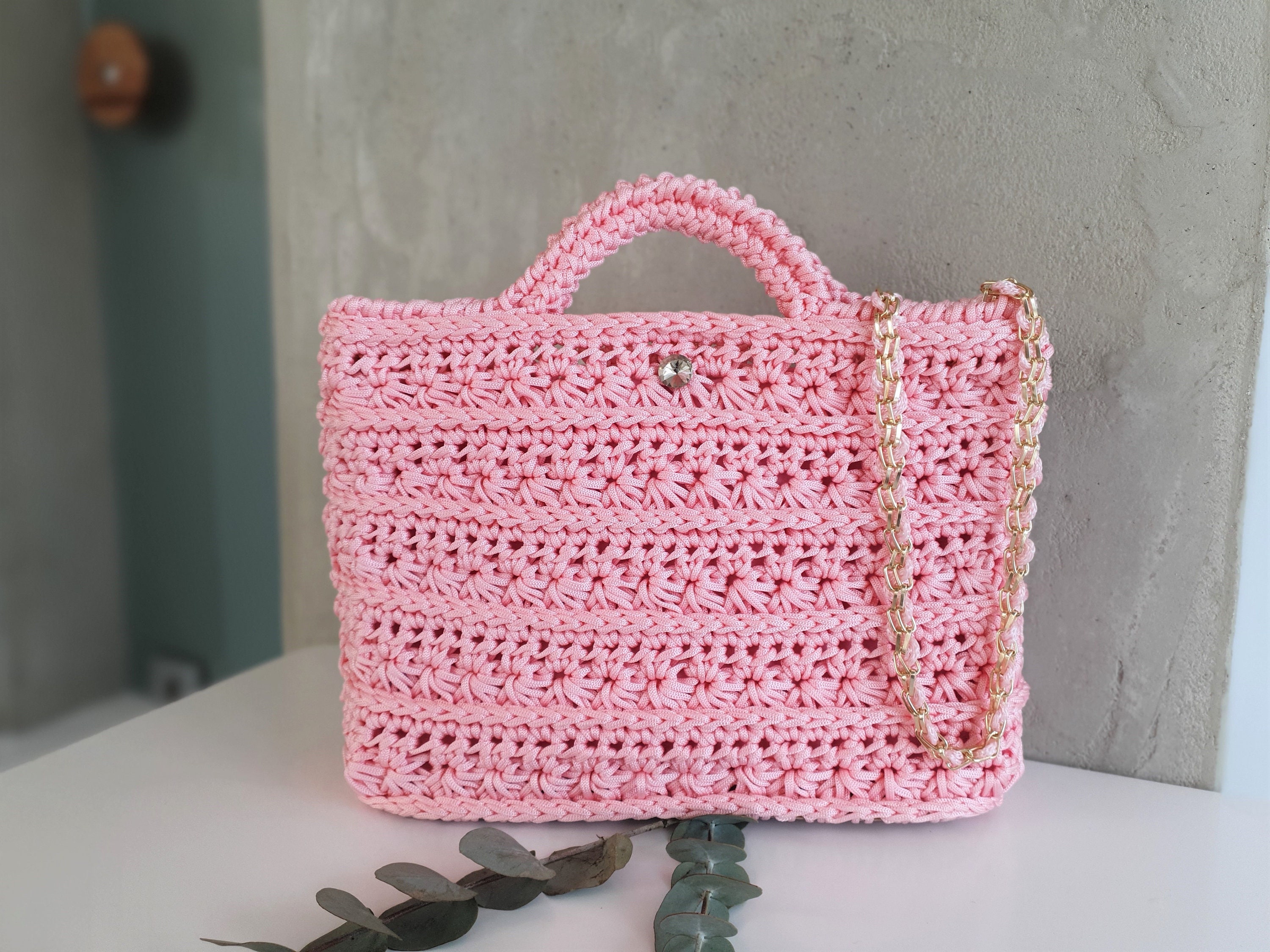 Pink Handmade Bag for Woman Crochet Bag Shoulder Bag Hand - Etsy