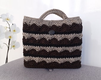 Handmade bag for woman,Jacquard bag,Tricolored bag,Crochet bag,Hand knitted bag,Gift for her,Elegant bag,Handwoven bag,Rare pattern
