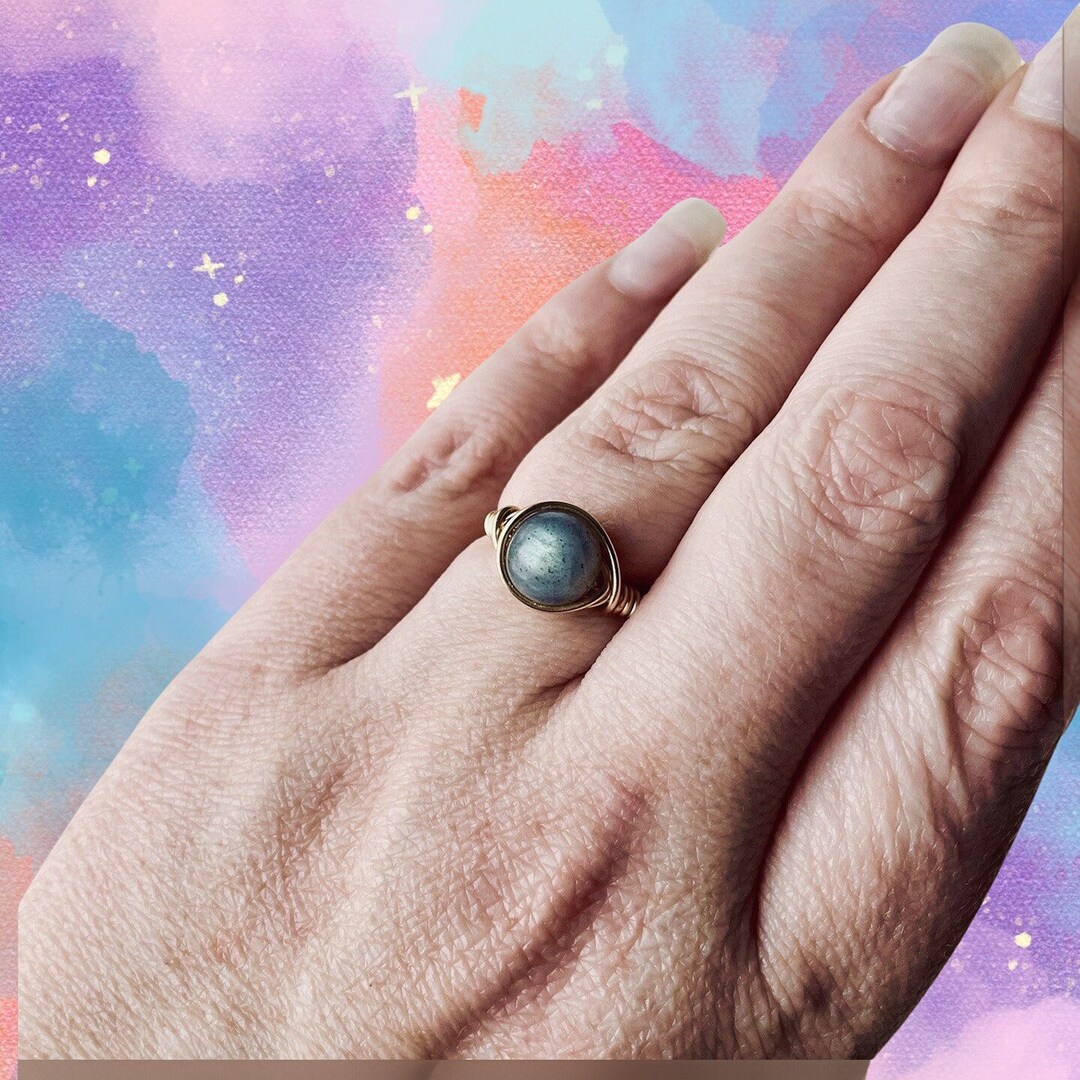 Labradorite Wire Ring, Custom Wire Rings, Sterling Silver Wire Ring ...