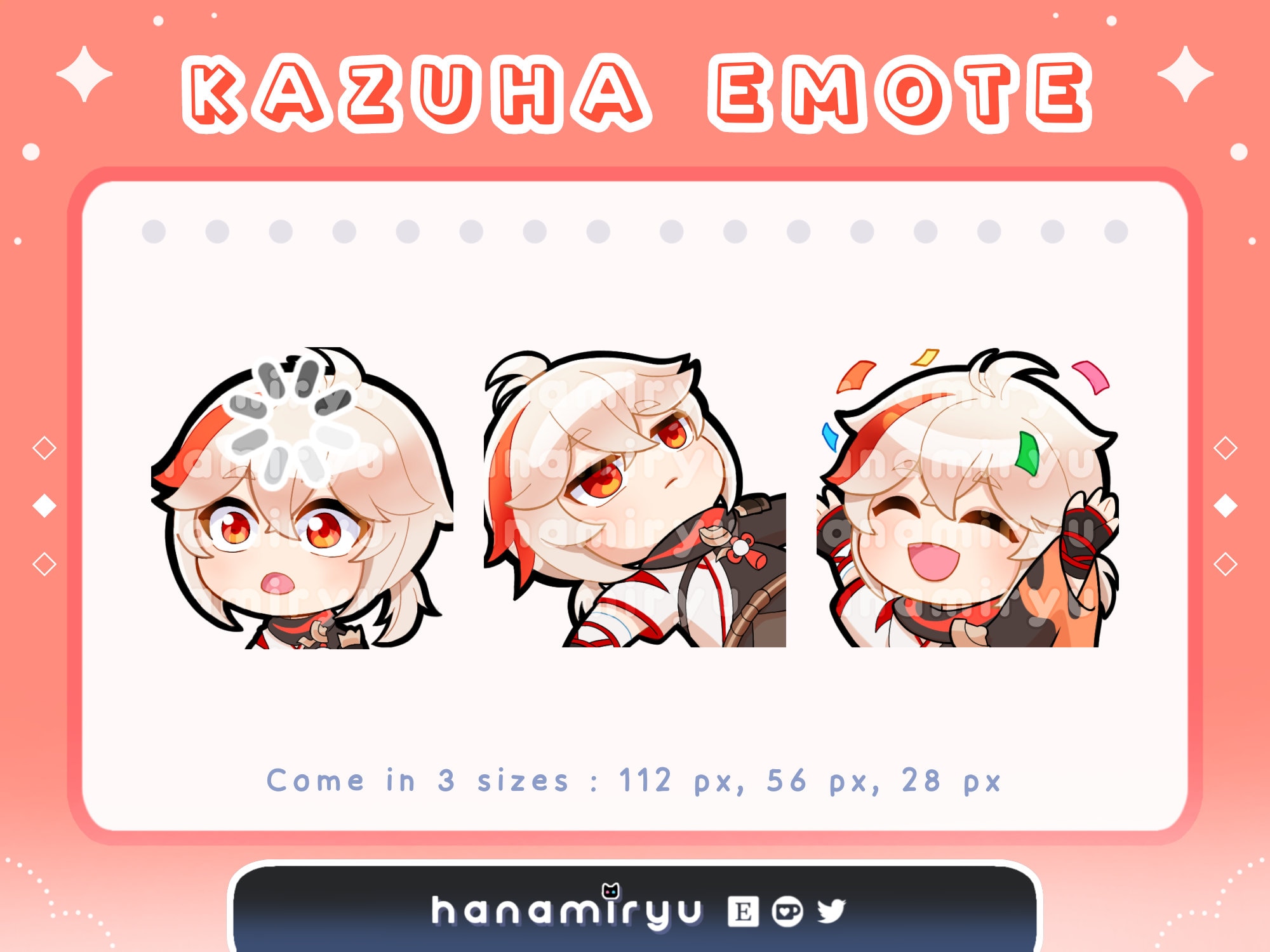 Kazuha Kaedehara Emotes Pack, Cute Chibi Genshin Impact Emoji, Loading