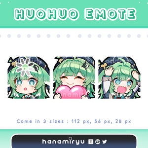 Huohuo Emotes Set, Cute Chibi Honkai Star Rail Fofo Loading / Heart / Panic Emoji, Kawaii / Premade, For Streamer Twitch Youtube Discord