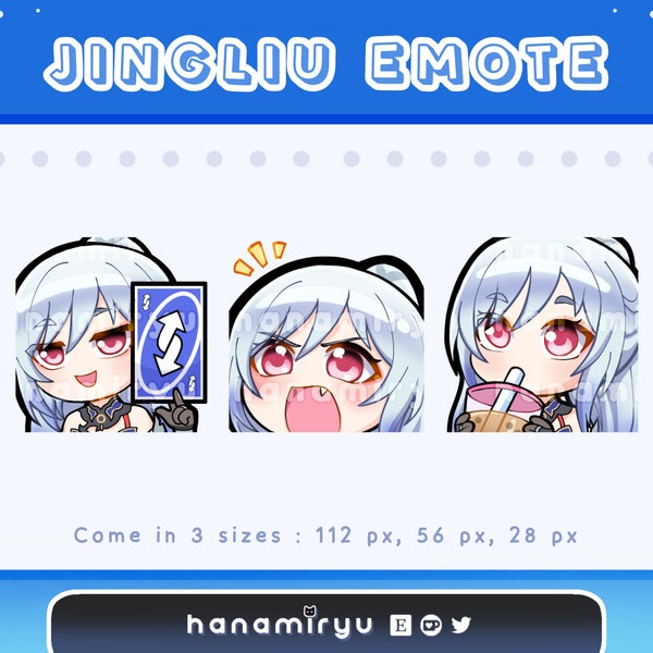 Jingliu Emotes Set, Cute Chibi Honkai Star Rail UNO Reverse / Angry Noises / Boba Sip Emoji, Kawaii, For Streamer Twitch Youtube Discord