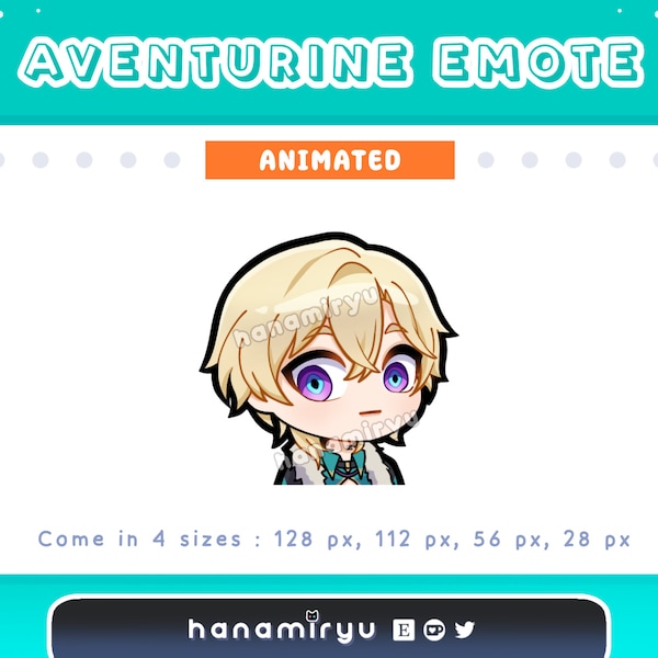 Aventurine Awkward Animated Emote, Cute Chibi Honkai Star Rail Aventurine Baffled Meme Animation Emoji, For Streamer Twitch Youtube Discord