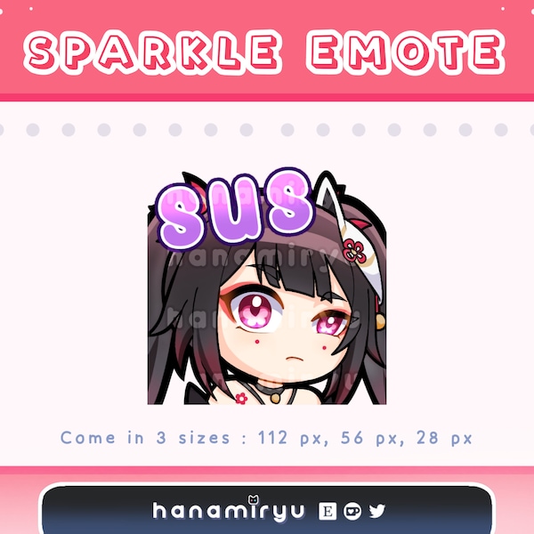 Sparkle Sus Emote, Cute Chibi Honkai Star Rail Hanabi Frown Emoji, Premade / Kawaii, For Streamer Twitch Youtube Discord