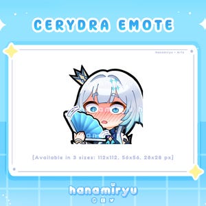 Cerydra Blush Emote, Cute Chibi Honkai Star Rail Shy / Fangirl Emoji, HSR Emotes, Premade / Kawaii, For Streamer Twitch Youtube Discord Kick