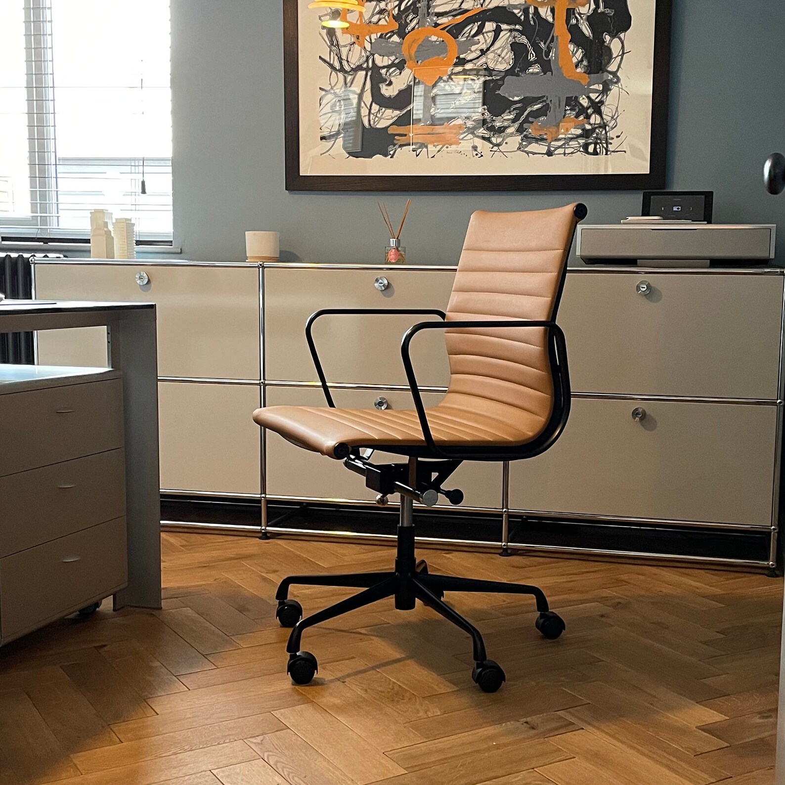 Cooper Ribbed Tan Office Chair With Black Frame Etsy