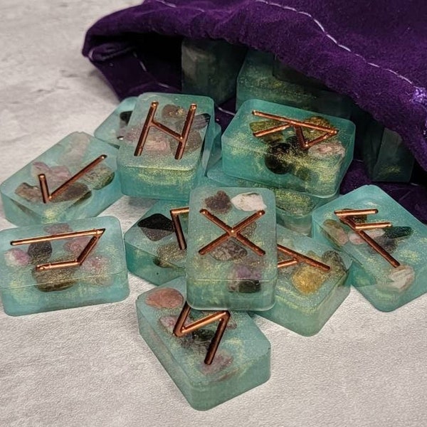 Rainbow Tourmaline Elder Futhark Runes