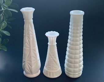 Vintage Milk Glass White Bud Vase *Mix & Match, 3 Styles, Multiples Available* Decor