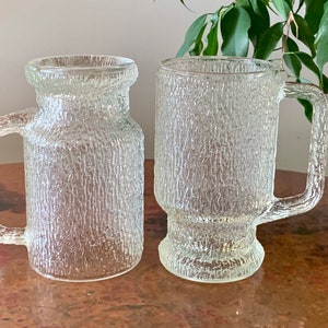 Vintage Indian Glass Crystal Ice Clear Mugs Set of 2