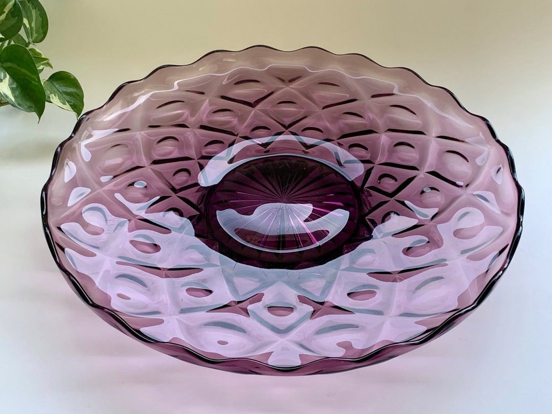 Vintage 1972 Viking Glass Amethyst Diamond Thumbprint 14 Etsy